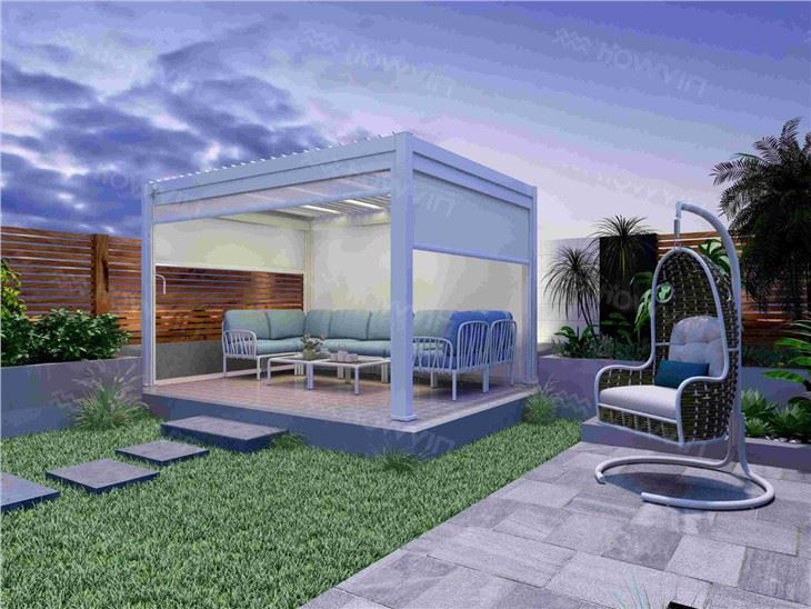 Howvin Aluminium Pergola Louvres Outdoor Villa Courtyard Aluminum Sunshade Electric Louver Turnover Custom Pergola Garden Chinese Sun Room