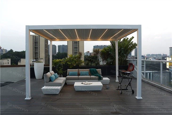 Howvin Outdoor Modern Backyard Pergola Courtyard Awning Outdoor Garden Terrace Outdoor European Aluminum Alloy Pavilion Electric Pergola